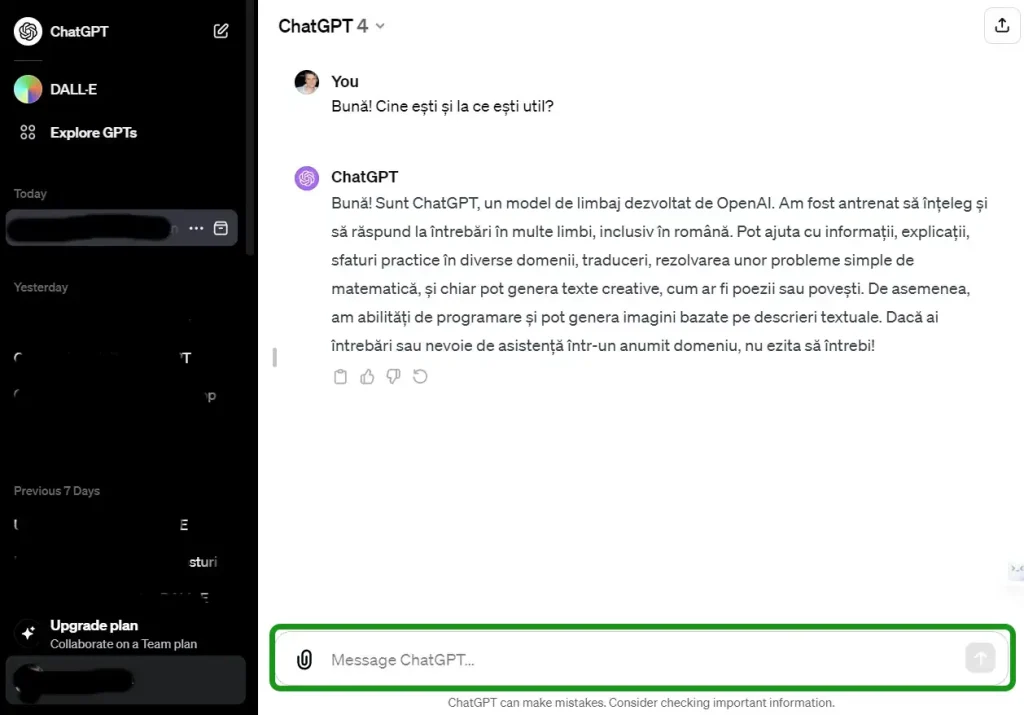 Utilizare Chat GPT Română Gratis