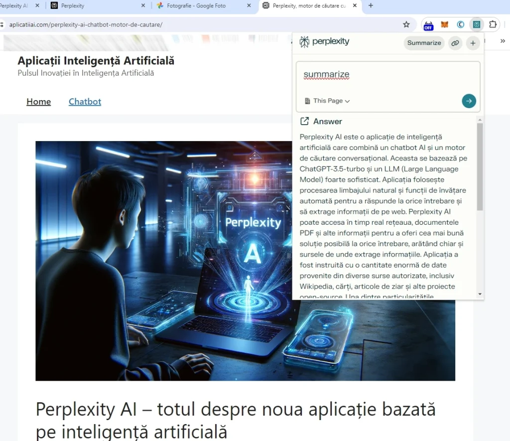 Cum să faci un rezumat al unei pagini web cu Perplexity AI